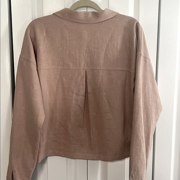 Thread & Supply Taupe Linen Blend Cropped Shirt Jacket - Picture 8 of 8